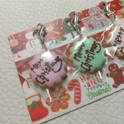 ミニチュア☆袋詰チャーム#621 　　　　　文字入花型クッキー(クリスマス) 2枚目の画像