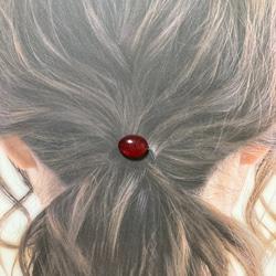 天然石 レッドアベンチュリンの髪飾り（ヘアゴム）   -aventurine 6枚目の画像
