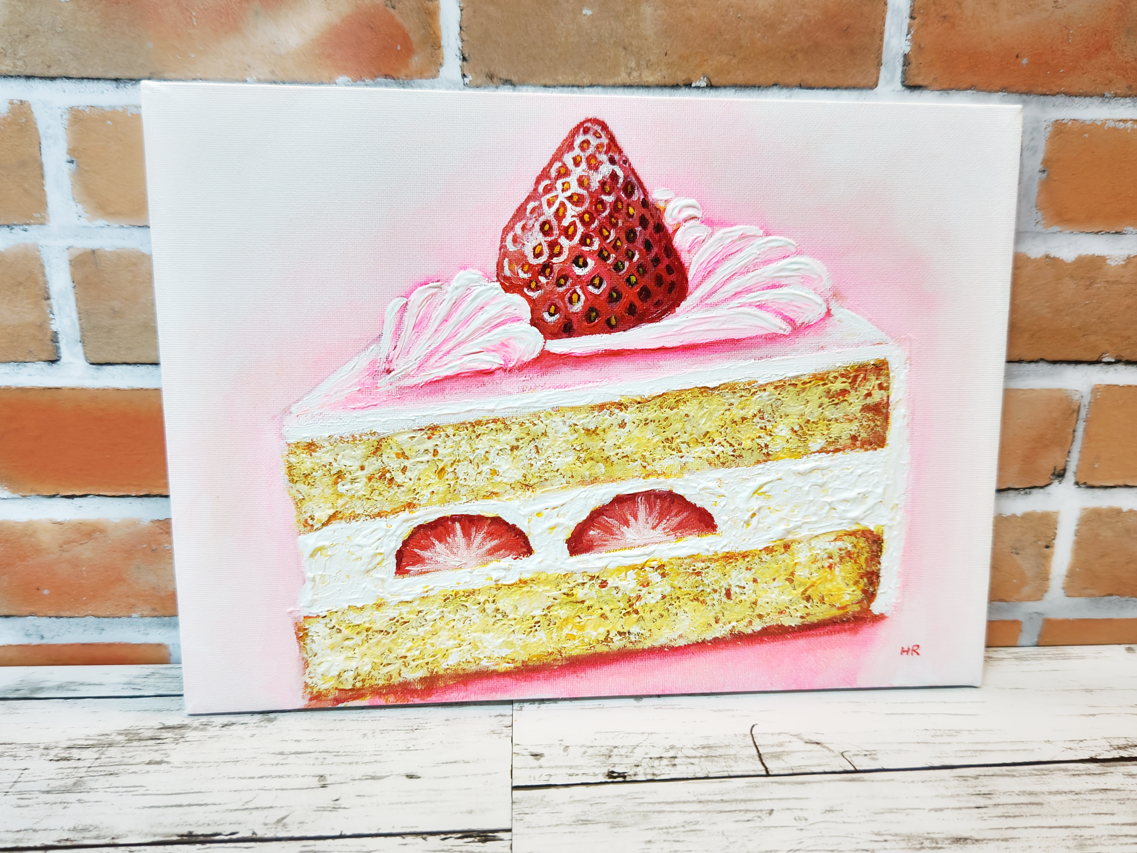 油絵 絵画 【ショートケーキ】 絵画 HR 通販 14956402｜Creema