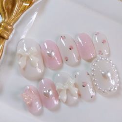 フレンチガーリー 花柄 ネイルチップ 蝶ネイル ピンクネイル 量産型