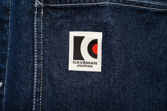 レコードのロゴが入った音楽系カバーオール【インディゴブルー】 デニム ルーズシルエット ユニセックス 4枚目の画像