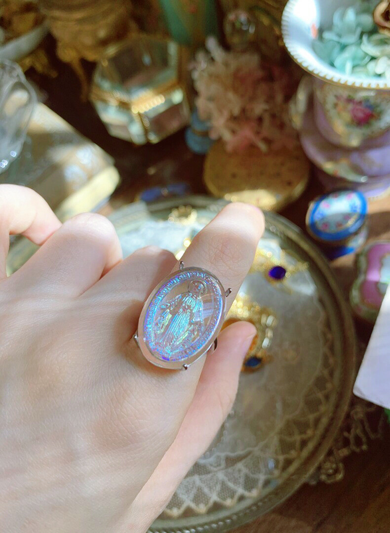 ヴィンテージ インタリオ ゴシック風リング ブルーローズ ヴィンテージ