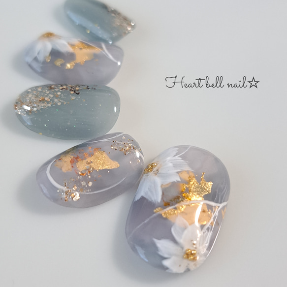 ニュアンスネイル ぷっくりフラワー 結婚式 ブライダル 成人式