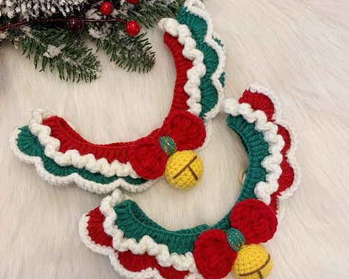 2色 Creema限定クリスマス2022☆猫&犬&用襟型ペット首輪☆クリスマスの