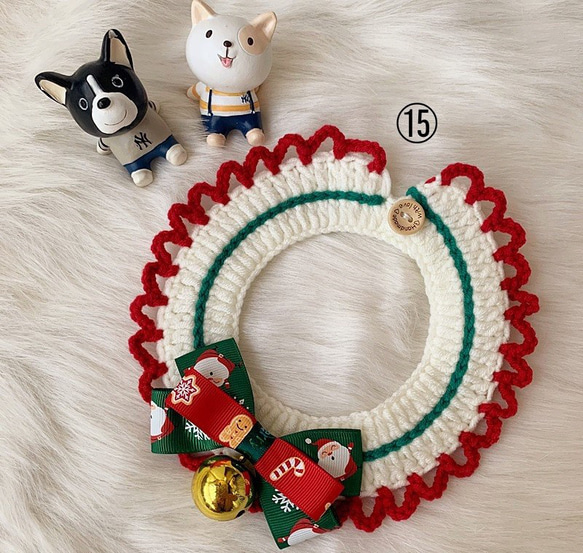 2色 Creema限定クリスマス2022☆猫&犬&用襟型ペット首輪☆クリスマスの鈴 9枚目の画像