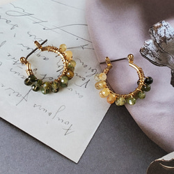 ✧天然石✧宝石質 AAAトルマリン 2連フープピアス／イヤリング ピアス