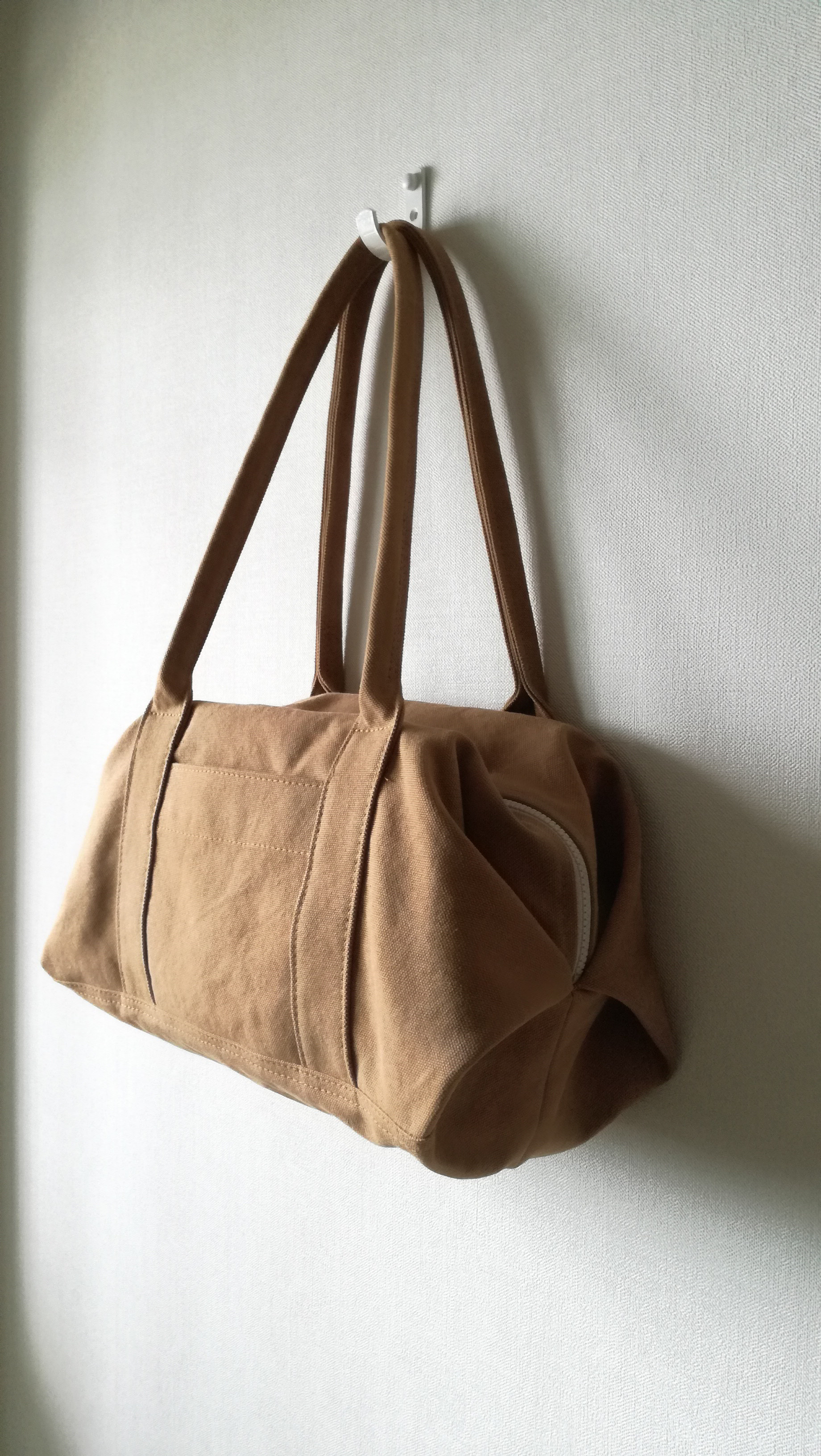 ☆ヴィンテージ加工帆布☆のキャラメルボストンバッグ【ウォシュブラウンM】