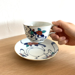 【京焼・清水焼】京都　水野春陽窯　椿　コーヒーカップ＆ソーサー 10枚目の画像