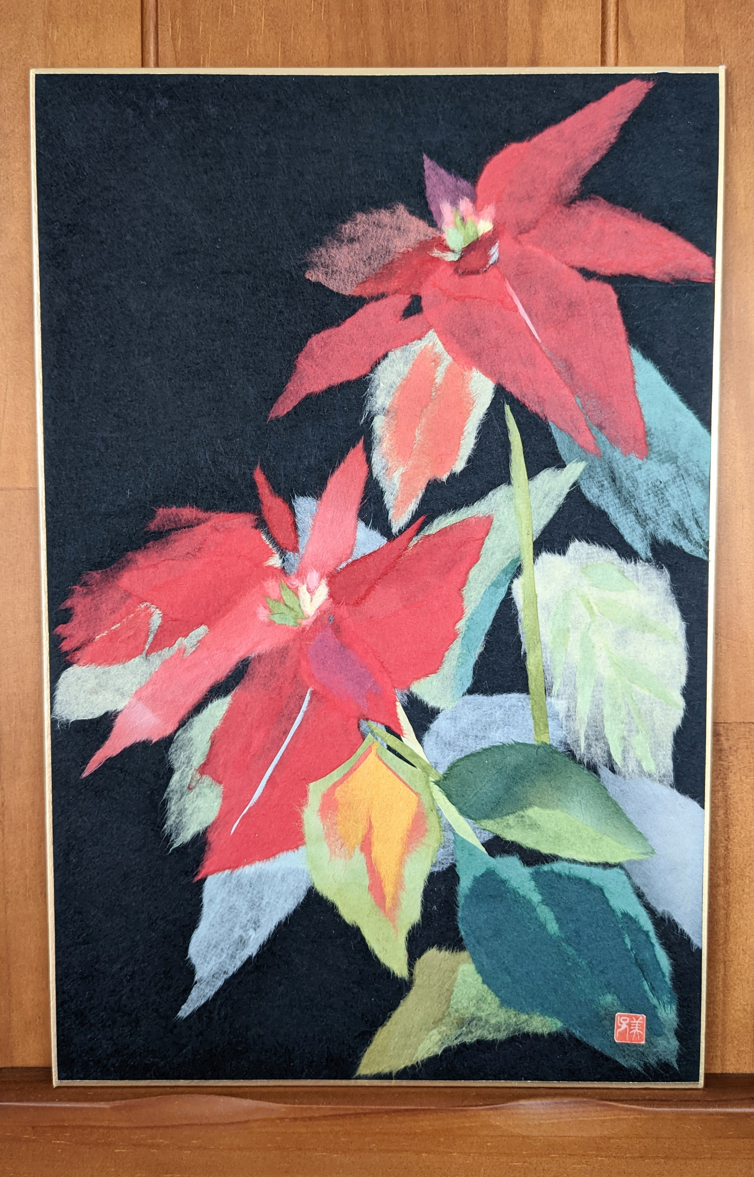 Amazon.co.jp: 絵画ボタニカルアート 「ポインセチア」原画