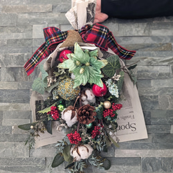 ドライフラワー　フレッシュ　グリーン　クリスマス　縦長　スワッグ　No.53 ドライフラワー フレッシュ グリーン クリスマス スワッグ No