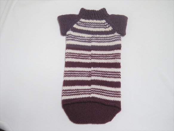 わんちゃん用セーター ウール100％ 手編み W002 2枚目の画像