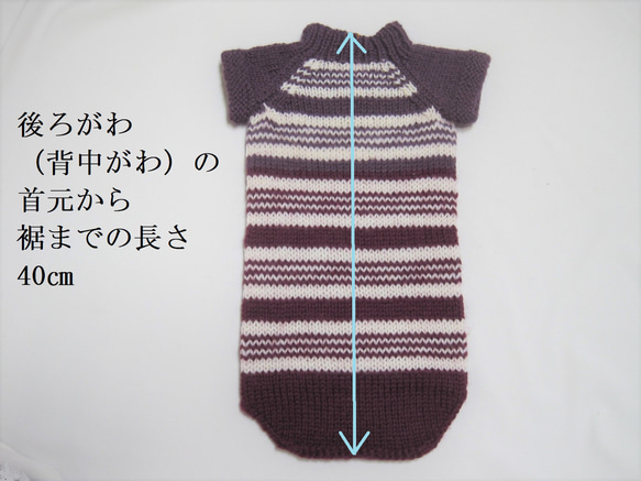 わんちゃん用セーター ウール100％ 手編み W002 7枚目の画像