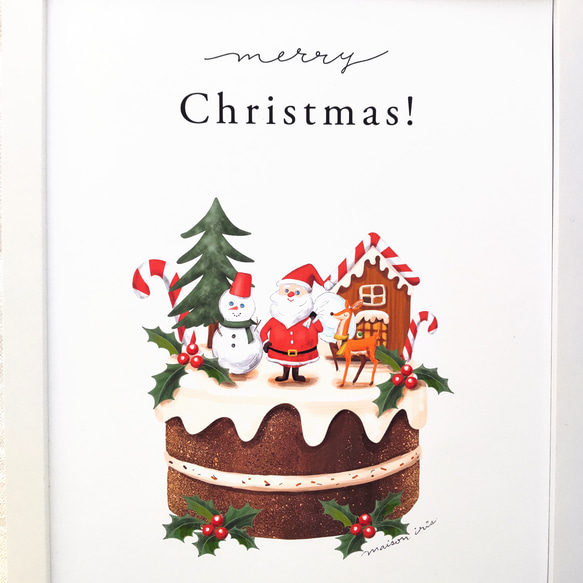 選べる木製バー付き クリスマスポスター/Christmas cake/３デザイン（Ａ４サイズ） 2枚目の画像