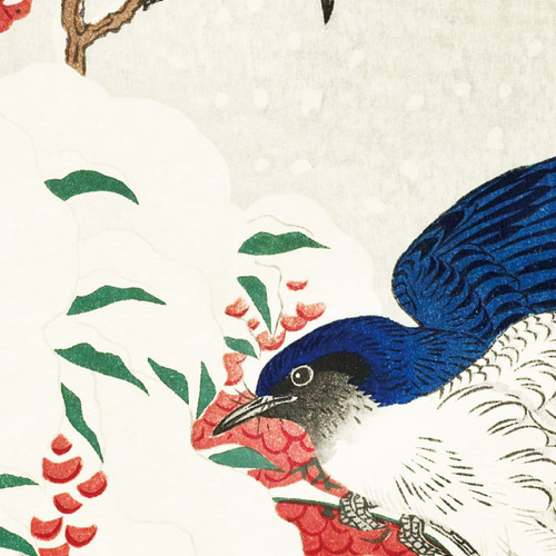 小原古邨、オオルリ鳥、和モダンだけじゃない、応用が利く和柄ポスター