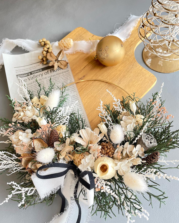 売り切れ 真鍮クリスマスリース プリザーブドフラワー n.fleurette