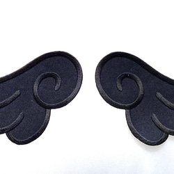 ビック黒い羽 刺繍アイロンワッペン 2枚目の画像
