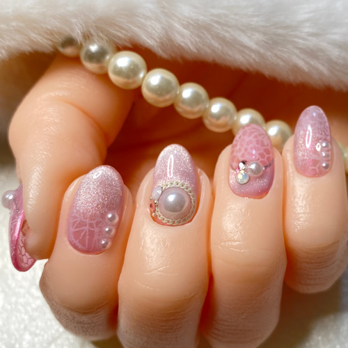 新作⭐︎マグネットネイル/パールネイル/結婚式ネイル/オールシーズン  