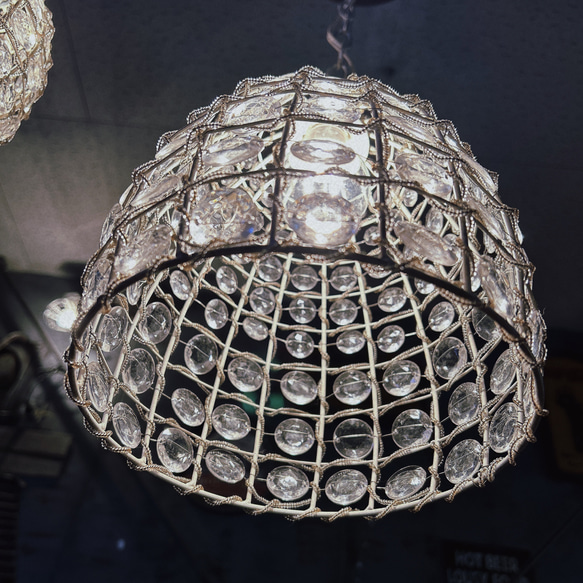 きらびやかな アンティークランプ/ 連結2灯式 ペンダントランプ / シーリングライト（天井照明） アンティークホワイト 8枚目の画像