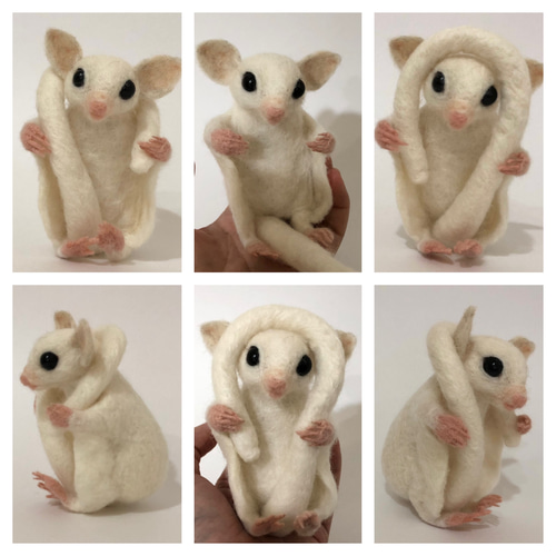 Y様 オーダー作品 ② 白フクロモモンガ 羊毛フェルト 華梨 通販