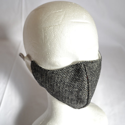 3D　シルクマスク　ウール　バイカラー　小顔マスク　国産シルク100％　ヘリンボーン　敏感肌　蒸れにくい　秋冬　おしゃれ 9枚目の画像