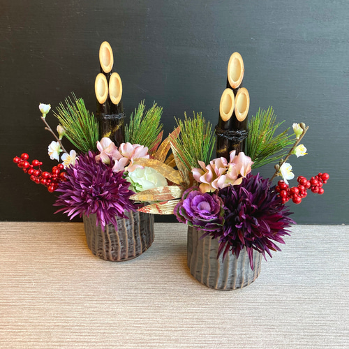 ラスト　インテリア 門松 ✴* 数量限定【大人気】お正月 ミニ門松L ー大人カラー しめ縄・しめ飾り