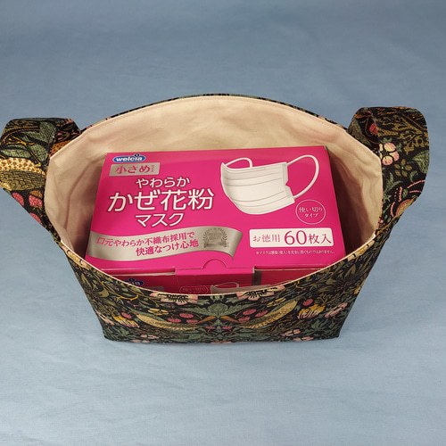 布バスケット(ウィリアムモリス＊いちご泥棒黒色) その他インテリア