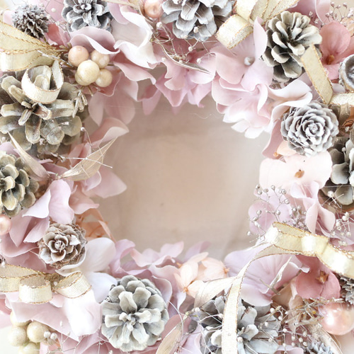 クリスマスリース ピンク&ゴールド アートフラワー K-FLEUR クリスマスリース ピンク&ゴールド アートフラワー K-FLEUR