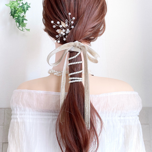 新品】リボンのヘアアクセサリー （ゆうパケット】バレッタ ヘア