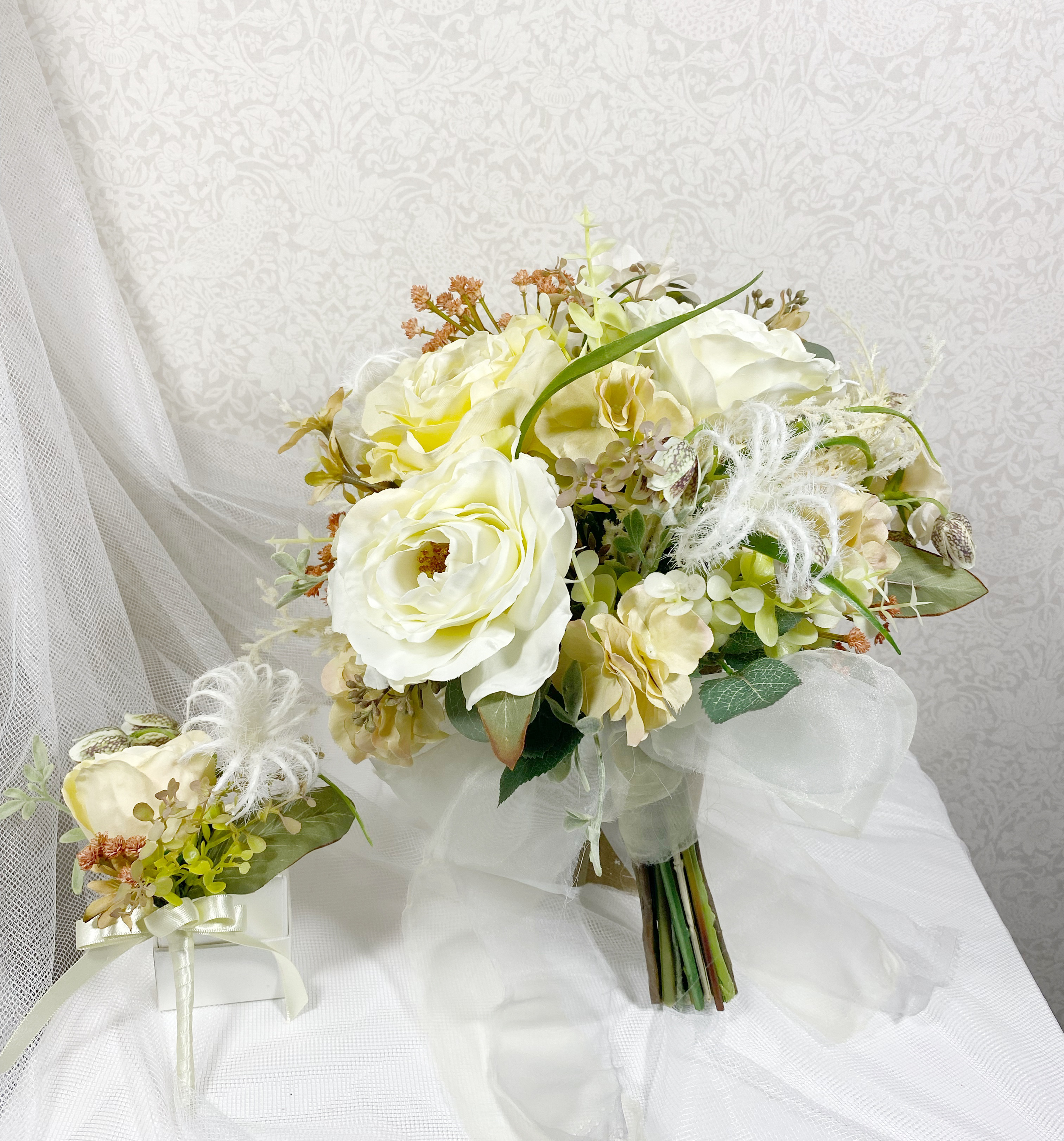 《完成品》くすみ色のラウンドブーケ