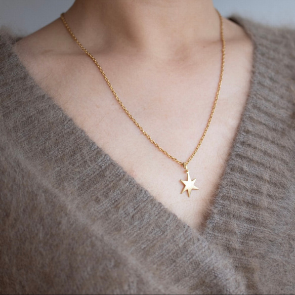 冬季特別禮盒 k24 純金鍊復古珍珠&amp;星星項鍊 第4張的照片