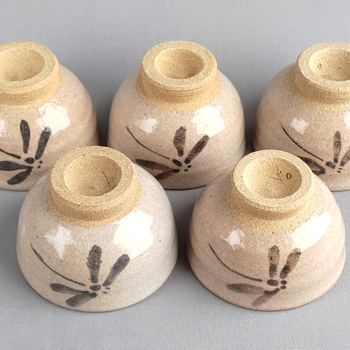 汲み出し茶碗 透明釉 トンボ絵 五客組 【商品番号：00049