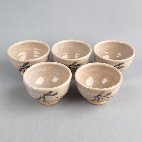 汲み出し茶碗 透明釉 トンボ絵 五客組 【商品番号：00049】 湯呑み や