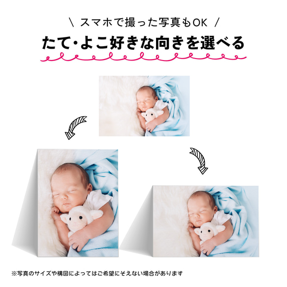 送料無料 うちの子・赤ちゃんの写真でつくるミニアートキャンバスボード（イーゼル付き）名入れ無料 5枚目の画像