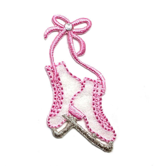 アップリケワッペン アイススケートシューズ ピンク　 kr-0060 2枚目の画像