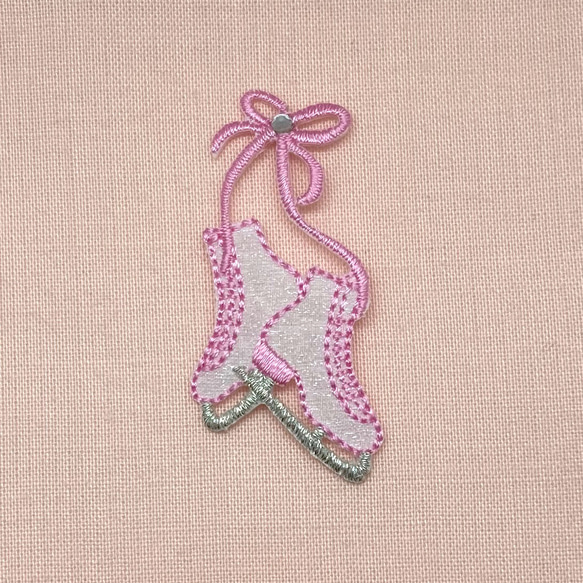 アップリケワッペン アイススケートシューズ ピンク　 kr-0060 1枚目の画像