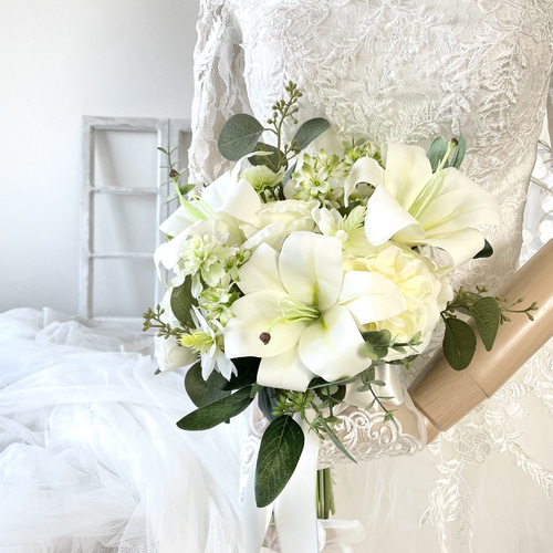 ウェディングブーケ　ブートニア ダリア ブーケ&ブートニアセット 結婚式 アーティフィシャル