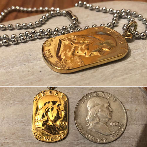 ハーフダラー銀貨ペンダント USAフランクリンハーフダラー銀貨 ネックレス ネックレス