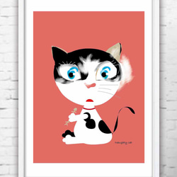 いたずらなネコ　ネコ　かわいい　イラスト　アート  アートポスター　ポスター  A4　全作品定評品質917 3枚目の画像