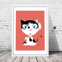 いたずらなネコ　ネコ　かわいい　イラスト　アート  アートポスター　ポスター  A4　全作品定評品質917 2枚目の画像