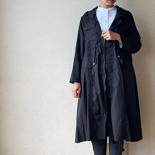 SALE ワケありな逸品 春 秋 異素材使いドッキングコート ロング