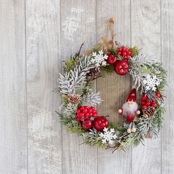 5.クリスマスリース スノーガーデン～白樺の五角形クリスマスリース リース はなごま屋