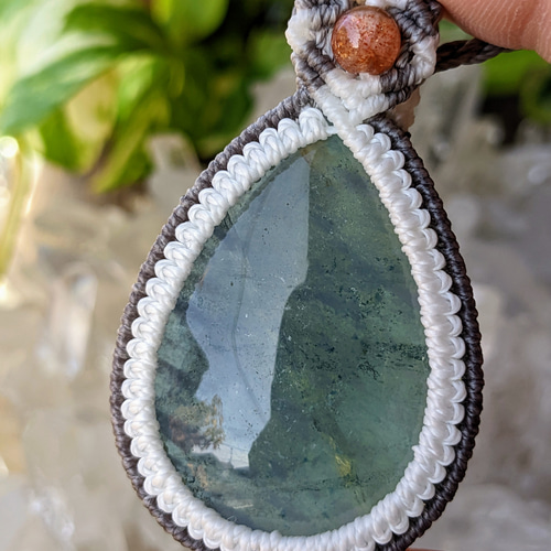 ☆フローライト(ブルーグリーンカラー)・蛍石☆マクラメ編み