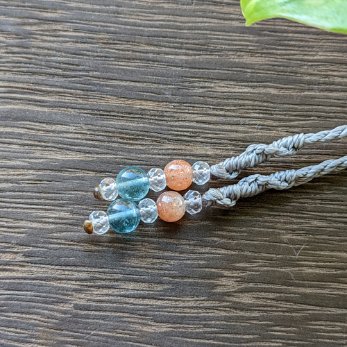 ☆フローライト(ブルーグリーンカラー)・蛍石☆マクラメ編みネックレス
