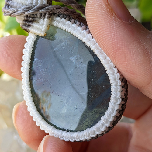 ☆フローライト(ブルーグリーンカラー)・蛍石☆マクラメ編みネックレス