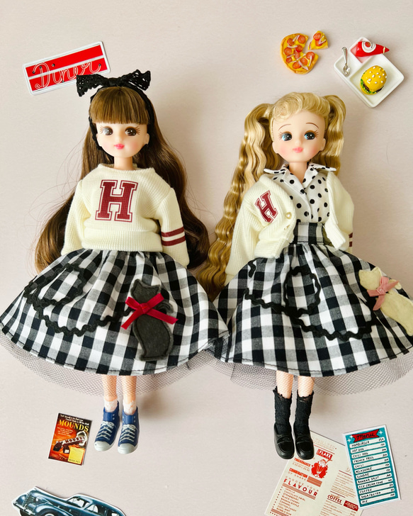 ロカビリー♪ スウィングスカート 白 グレー その他人形 H