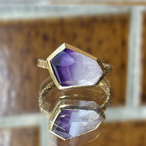 アンティーク英国 紫色の六角形カット アメジスト スターリング