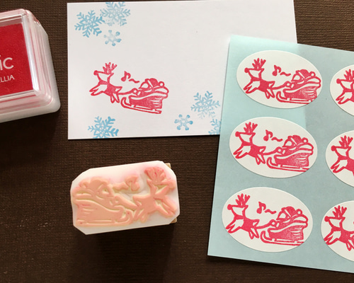 消しゴムはんこNo.468 サンタクロース merry christmas