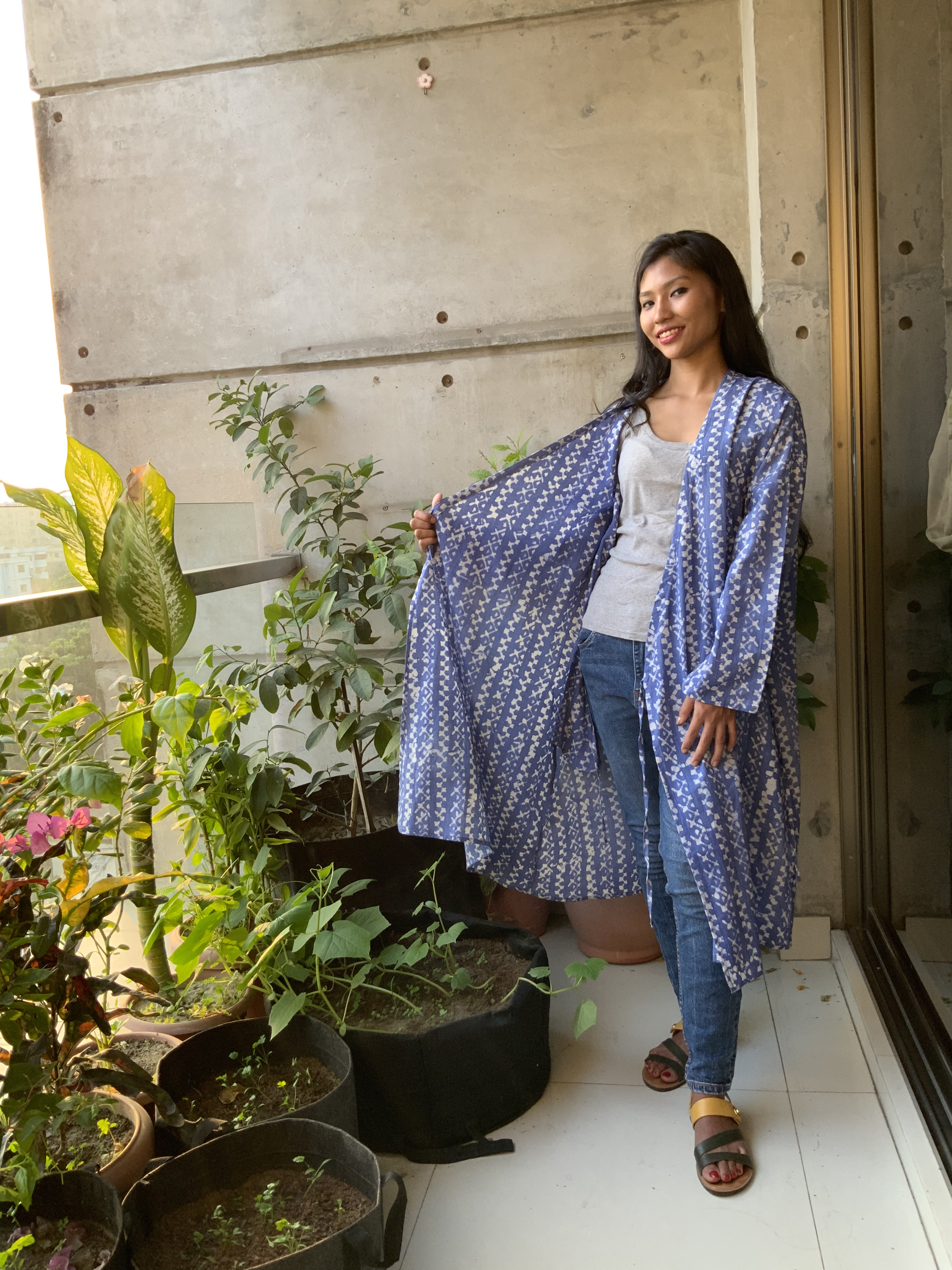 草木染めコットンカシュクール羽織