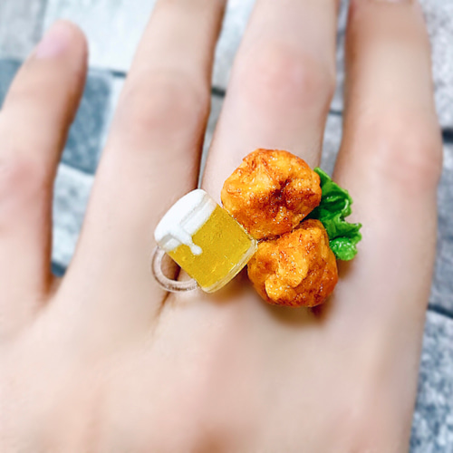 Xmasセール！】唐揚げビールのリング♡ミニチュア、フェイクフード