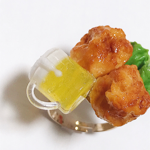 Xmasセール！】唐揚げビールのリング♡ミニチュア、フェイクフード